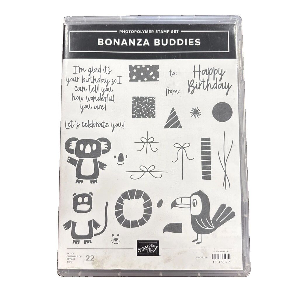 Stampin’ Up Bonanza Buddies Party Animals 22 Stamps & 10 Dies 2020 Retired